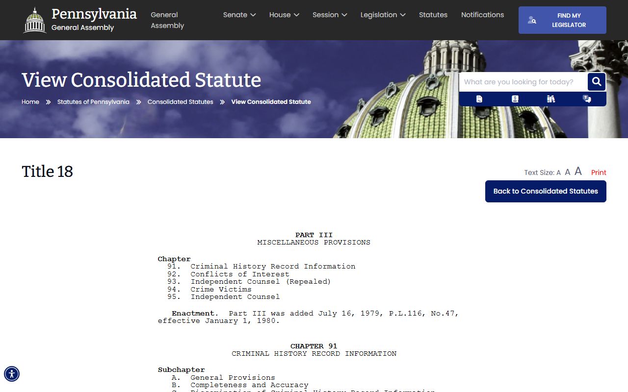 Pennsylvania criminal history record information act for recent arrests